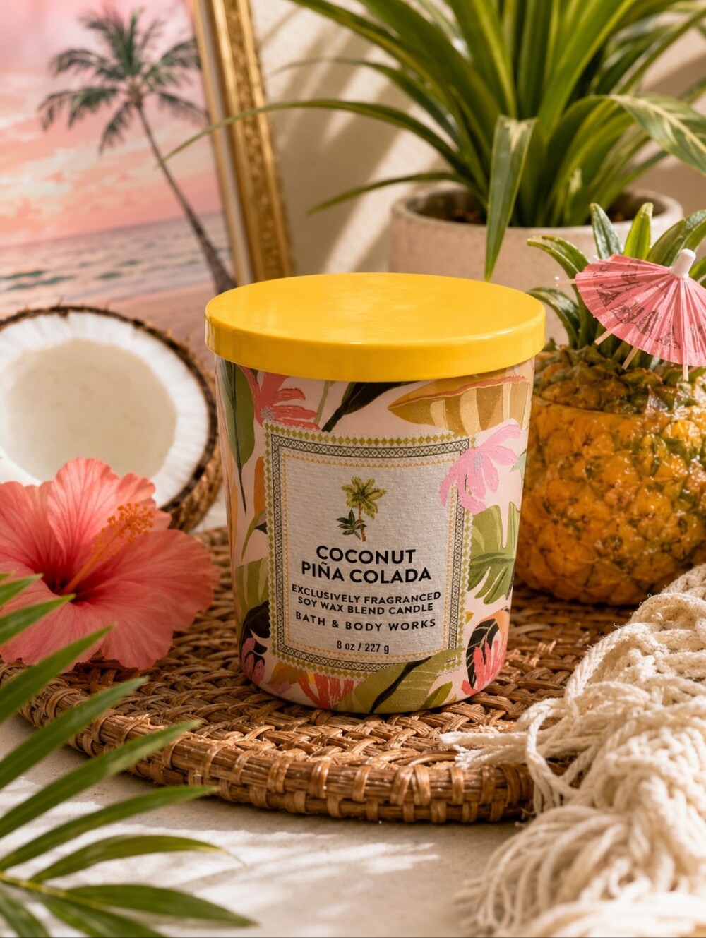 🌴 Bath & Body Works Coconut Piña Colada Candle | Tropical Summer Scent (8 oz)